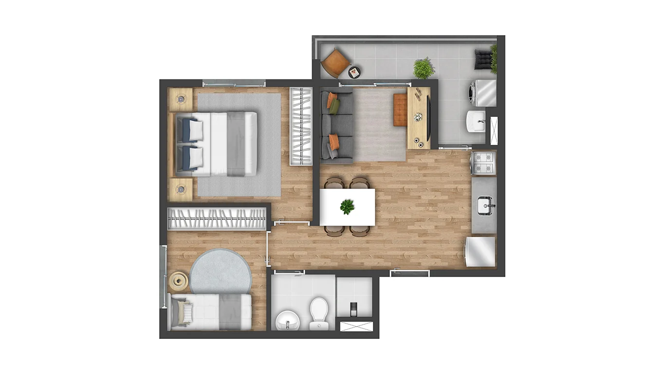 Planta 41m² do Vibra Estação Vila Prudente